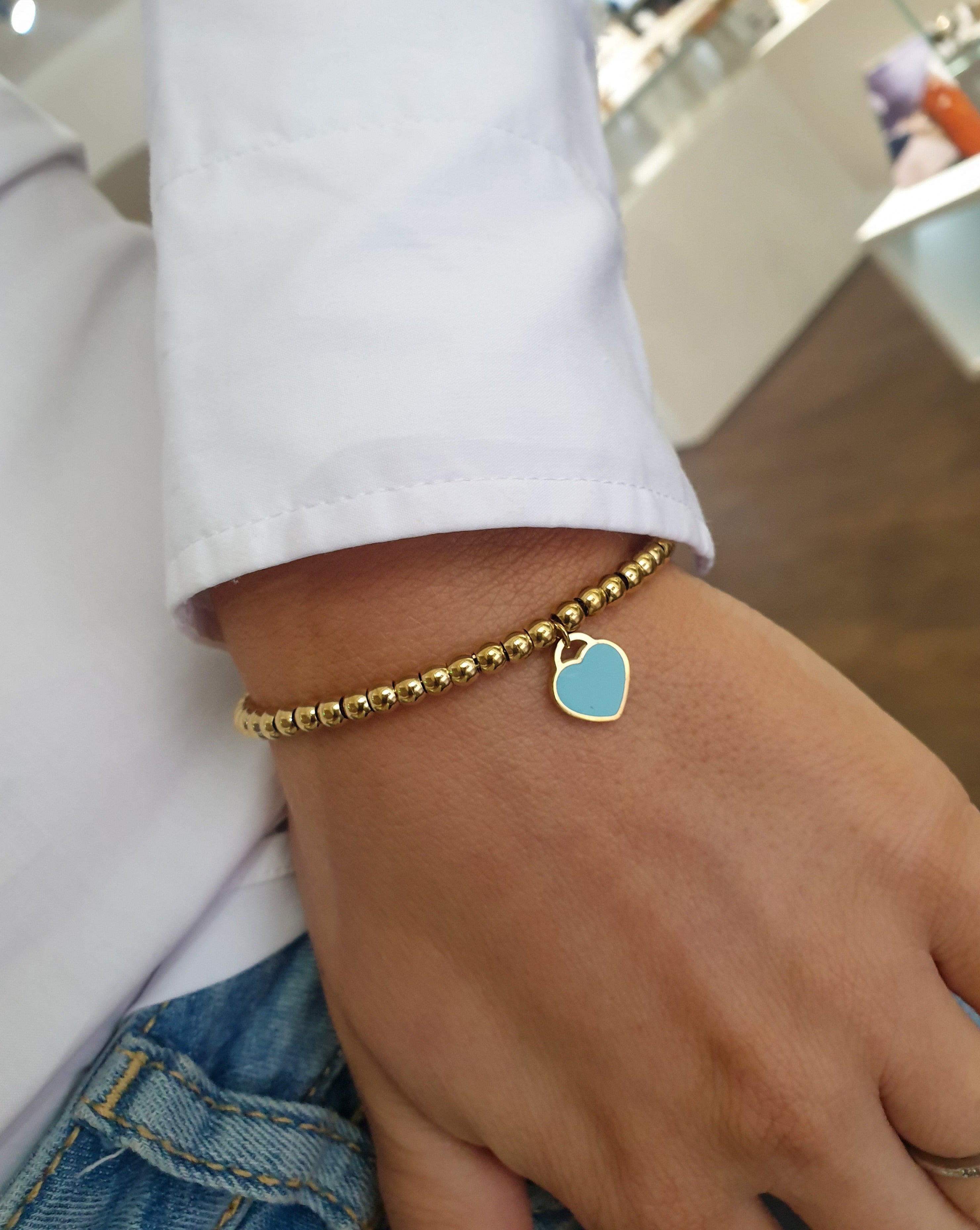 Modna zapestnica s kroglicami Heart | Gold