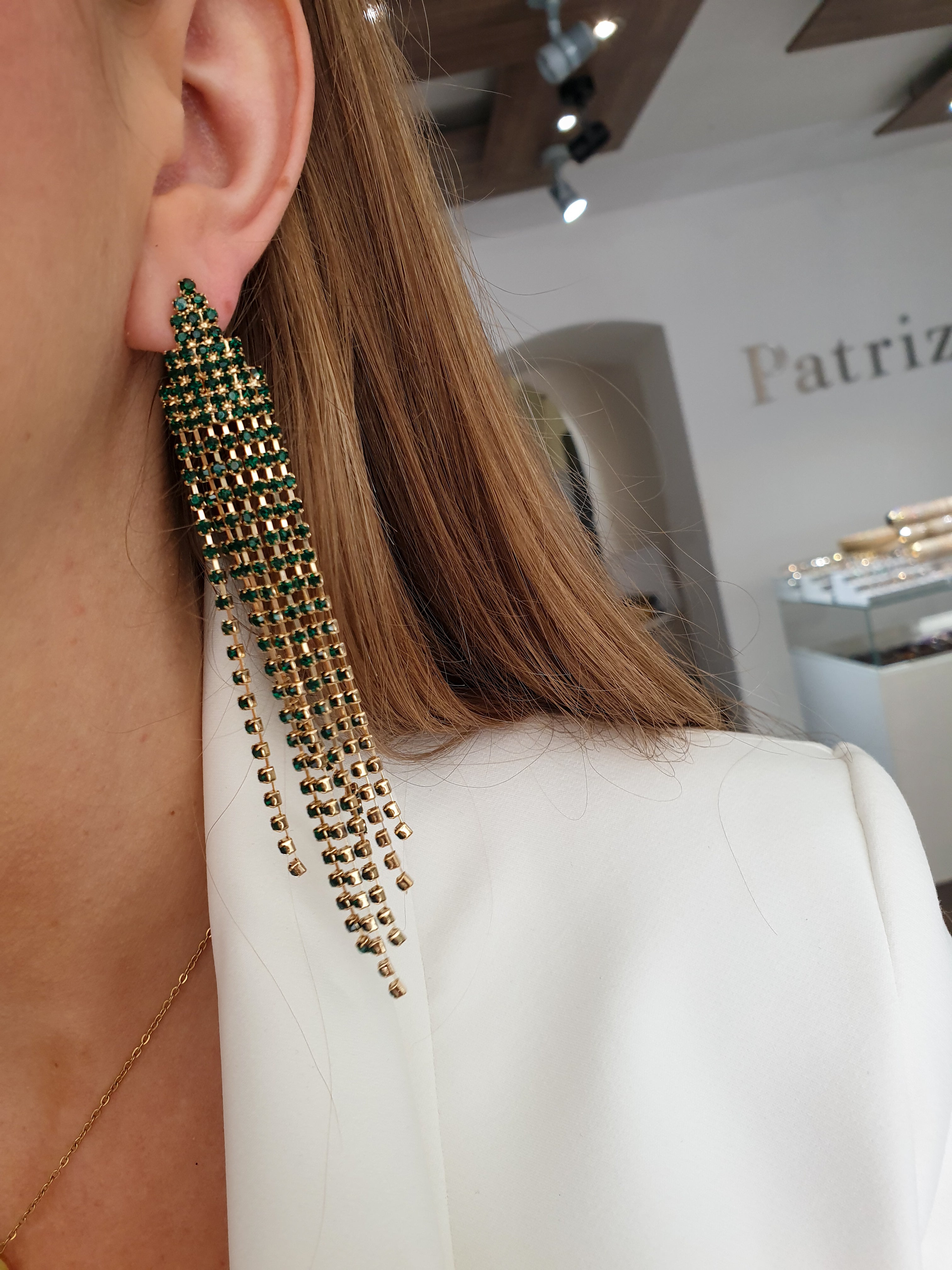 POSH baumelnde Fransen-Ohrringe | Green