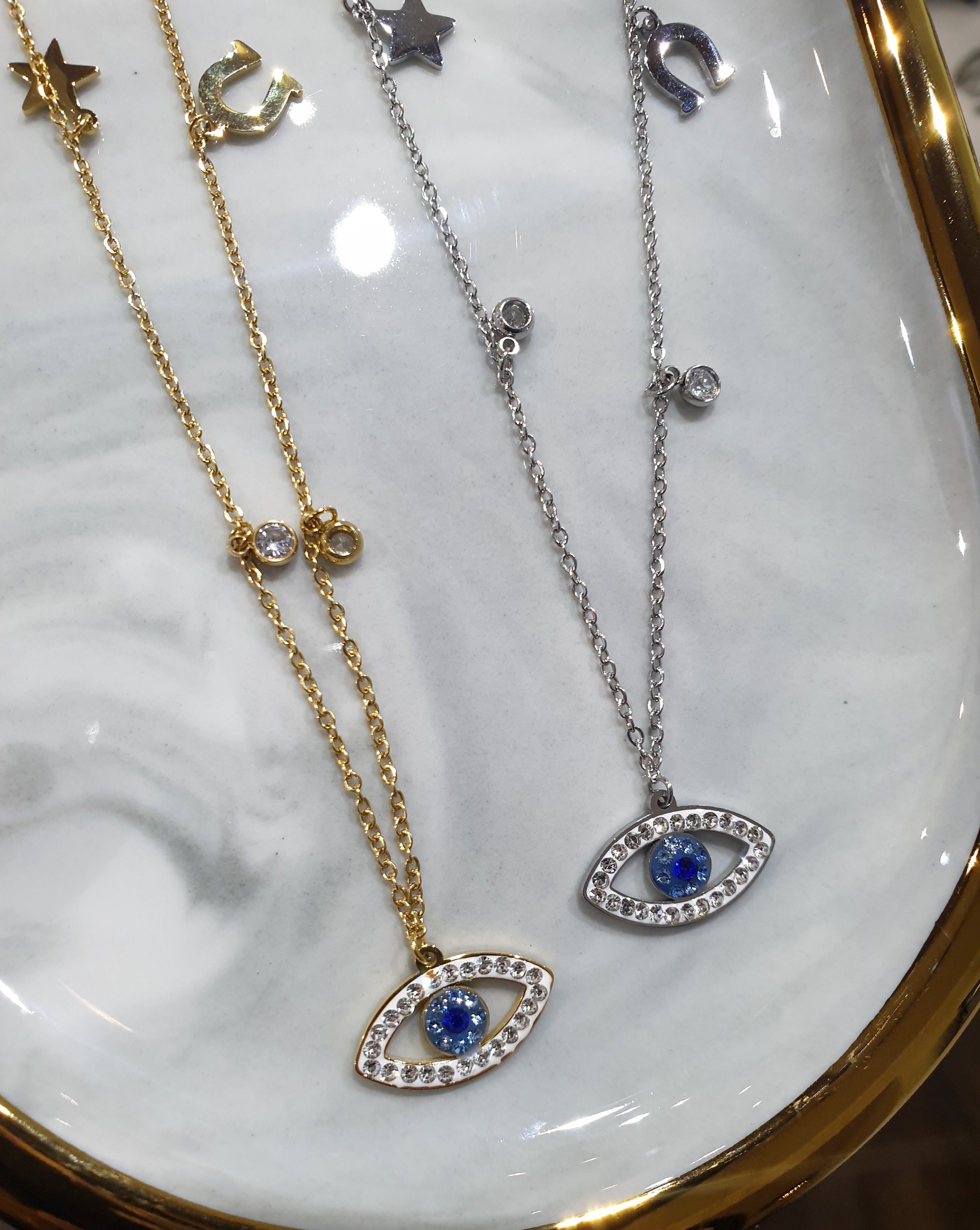 Halskette Evil eye mit Anhängern