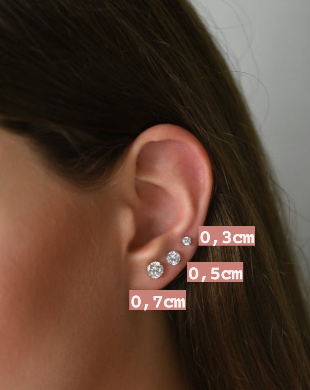 Stecker-Ohrringe mit Zirkonia | Verschiedene Größen
