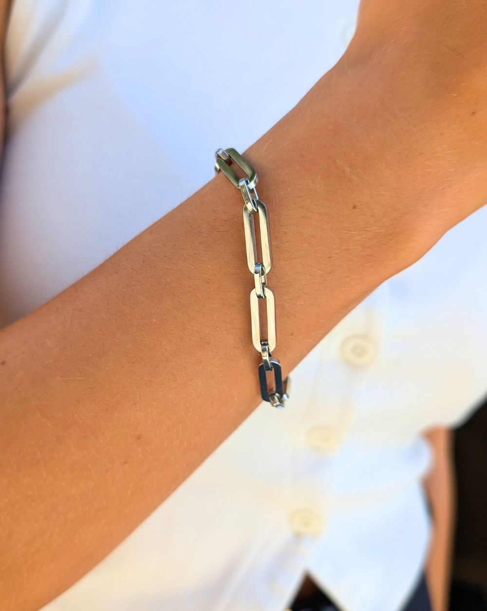 Modisches Armband PAPERCLIP CHAIN mit rechteckigen Gliedern - Trgovina Patrizia Ljubljana