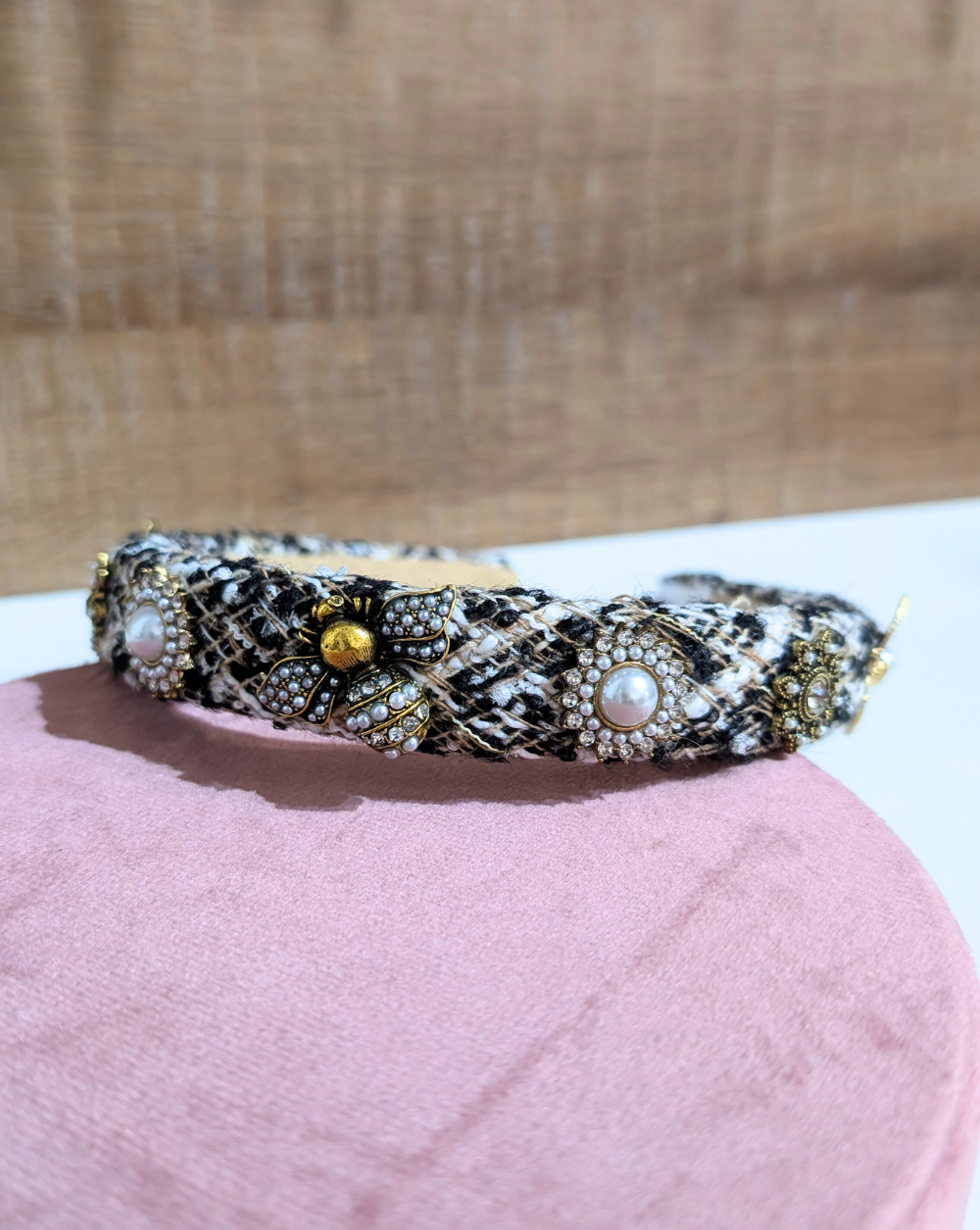 Headband  CHIC  in tweed look in black Trgovina Patrizia