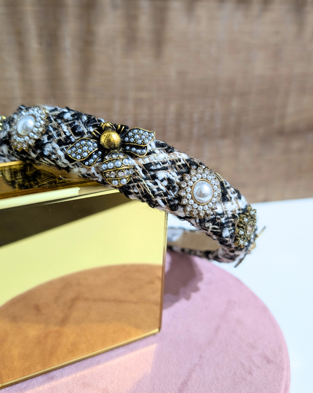 Headband  CHIC  in tweed look in black Trgovina Patrizia