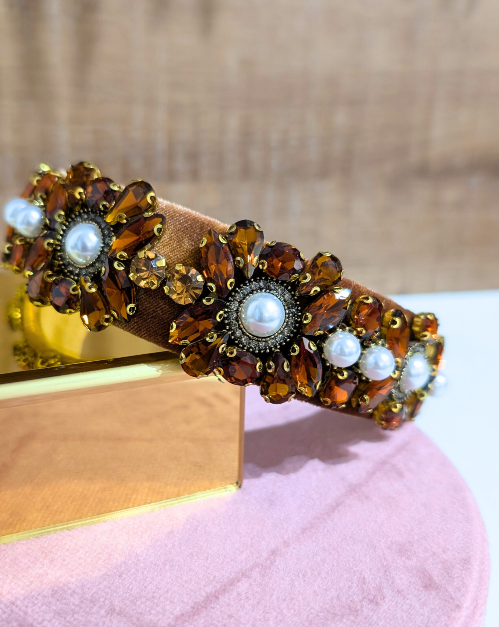 PEARL Headband  in brown - Trgovina Patrizia