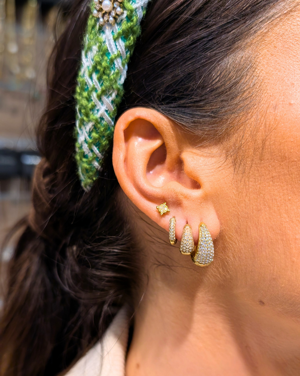 Naušnice - okrugle naušnice PAVE DROP