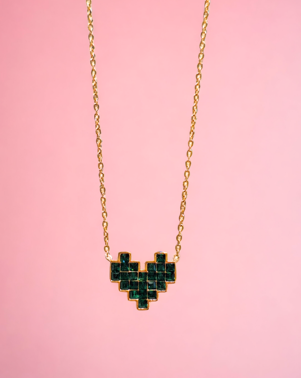 Verižica Pixel Heart Green/Gold