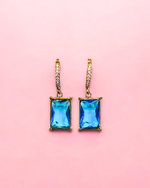Okrogli uhani GEM Crystals-Turquoise/Gold