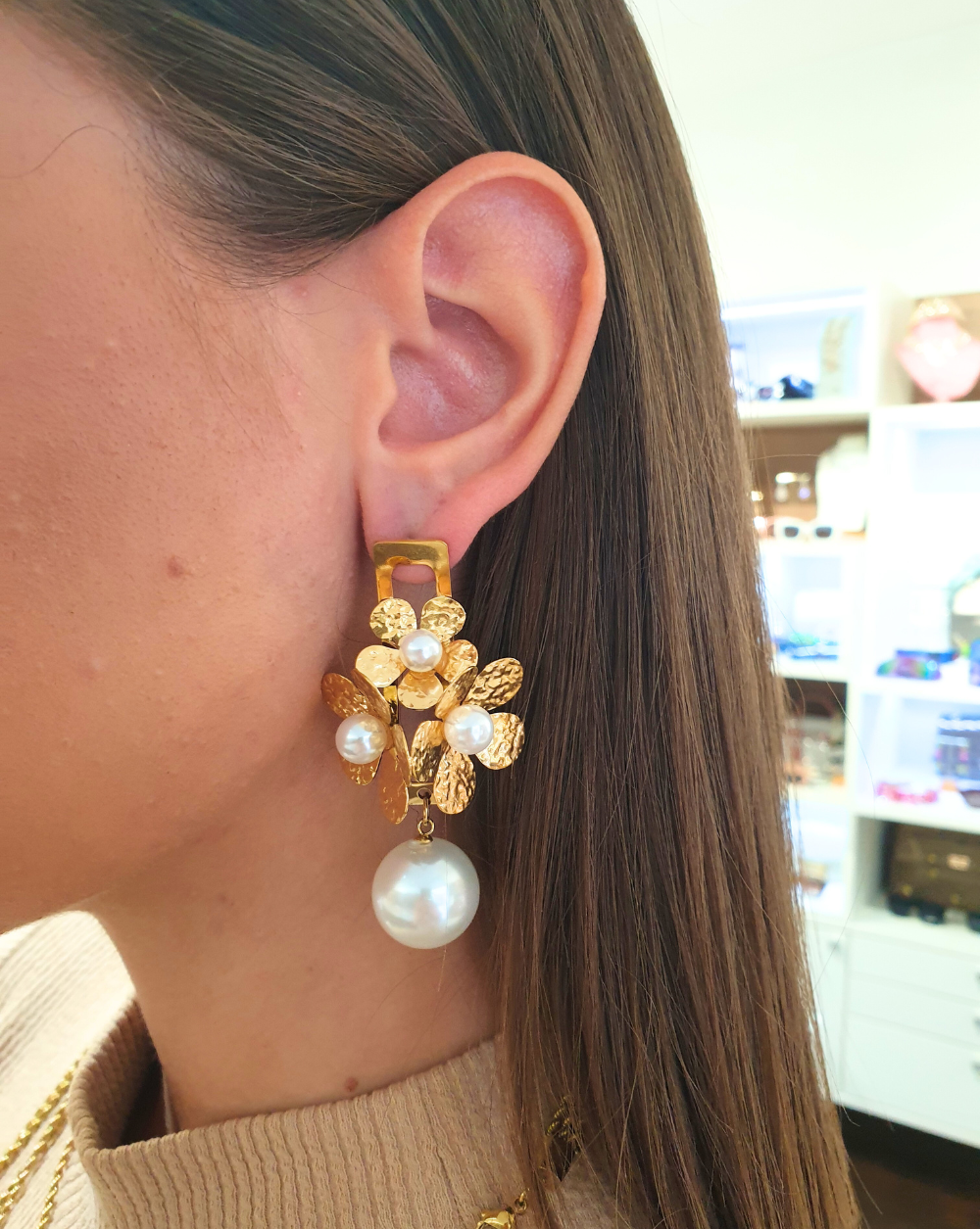 Modni uhani PEARL FLORETS