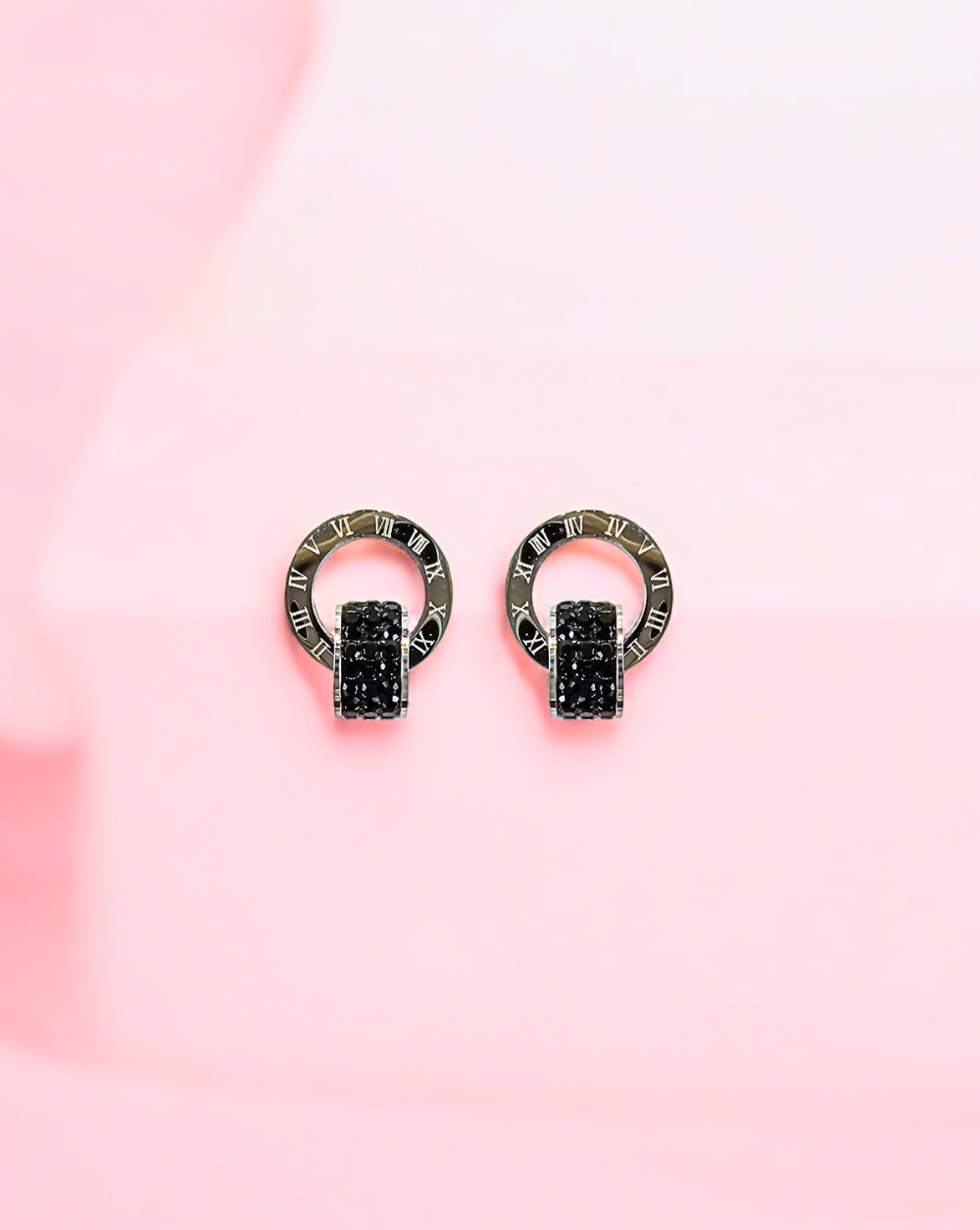 Vtični uhani PRETTY VIBE | Black-Silver