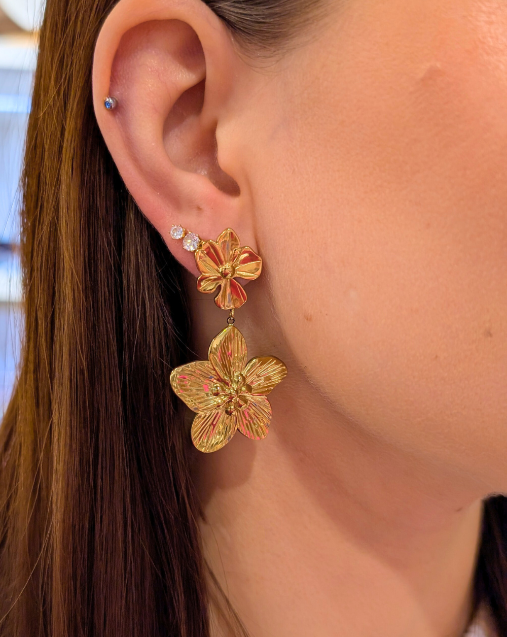 Viseči uhani DOUBLE BLOSSOM