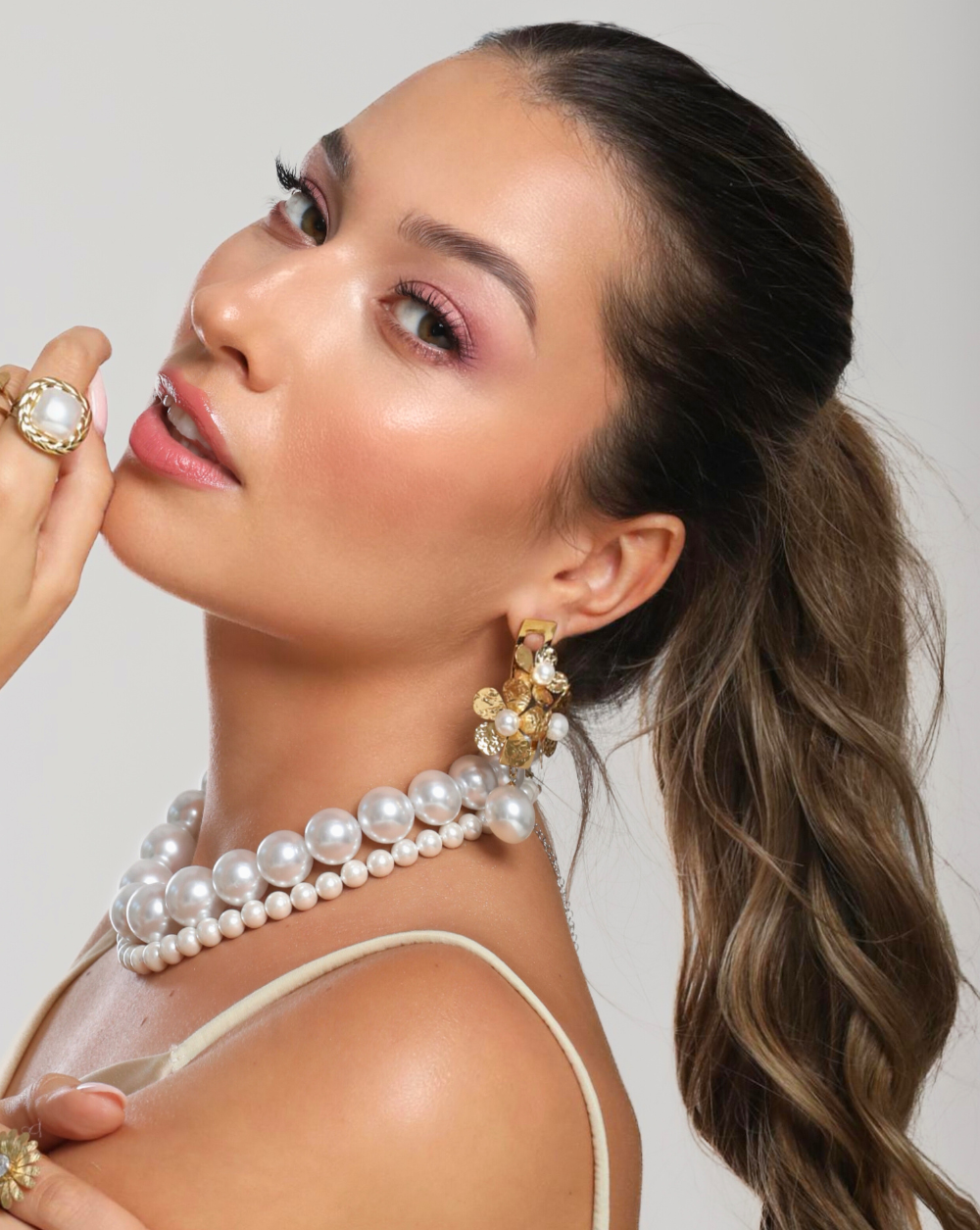 Modni uhani PEARL FLORETS