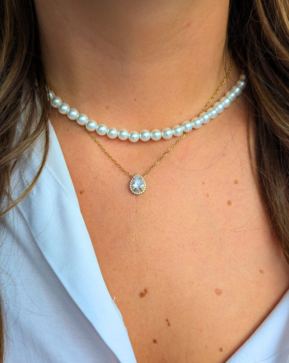 Halskette mit Strasssteinen CRYSTAL TEAR