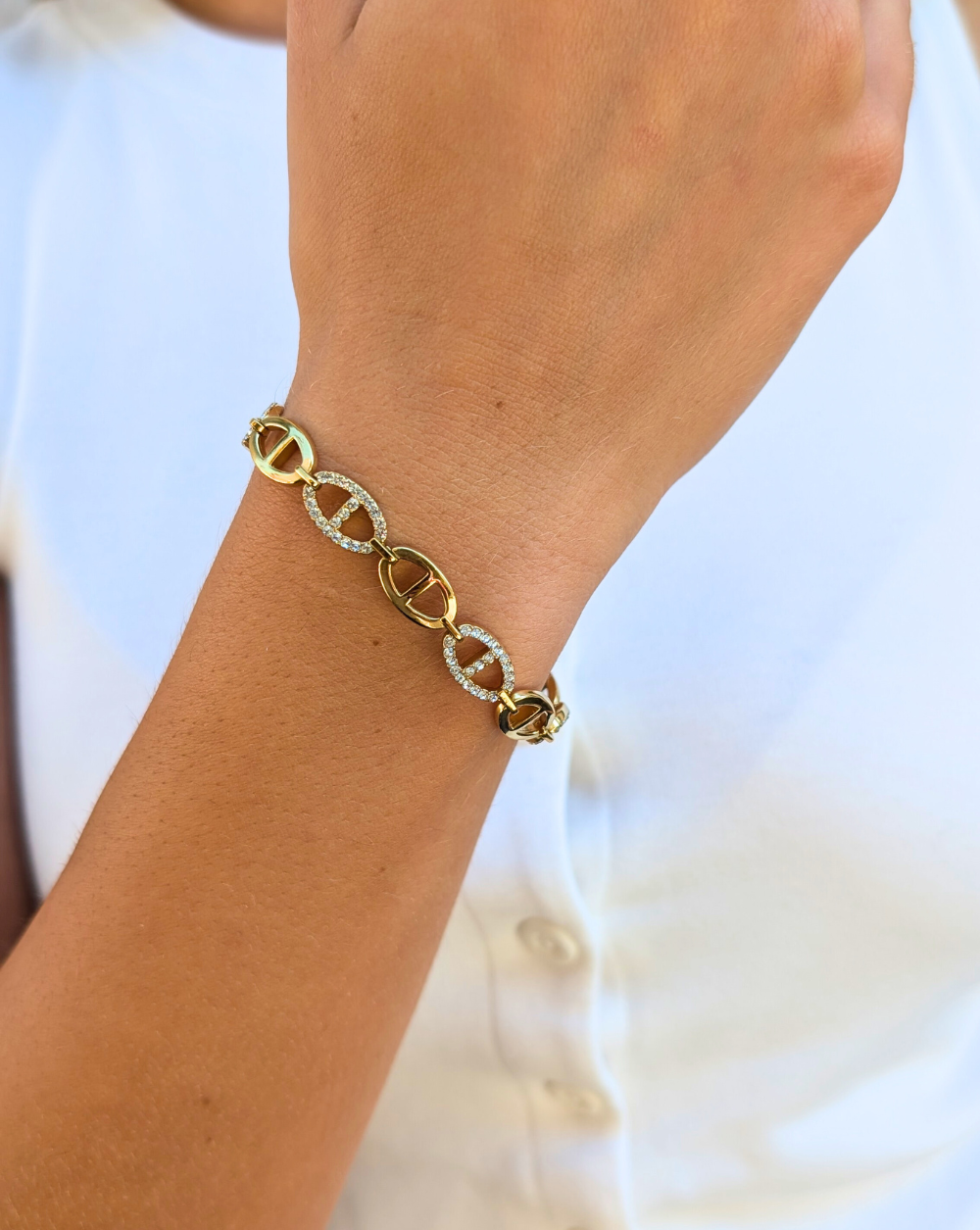 Mode Armband ELITE CHAIN | Edelstahl Kristalle in Gold, Shop Parizia Ljubljana