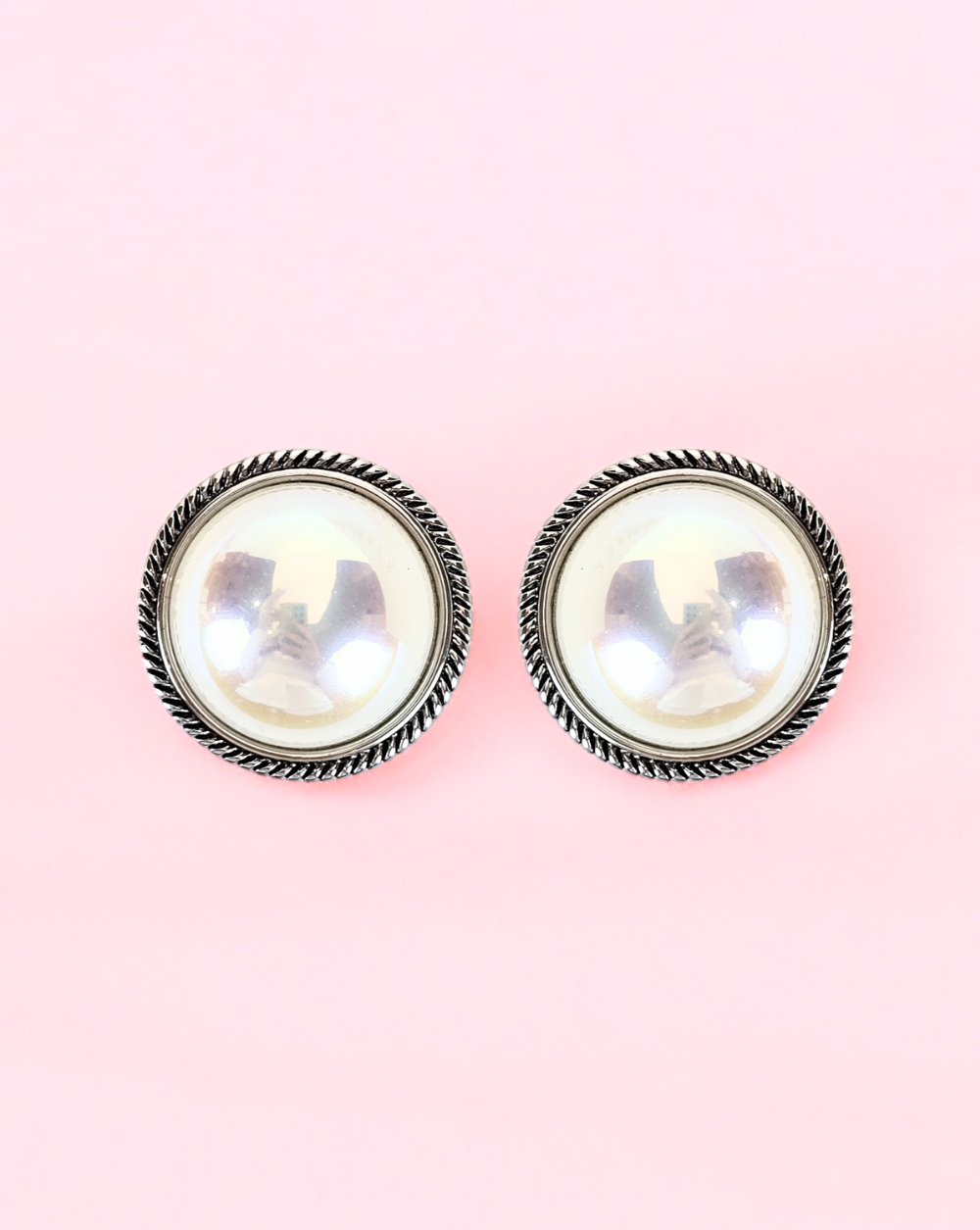 Clip-On Stud Earrings Perle | Silver