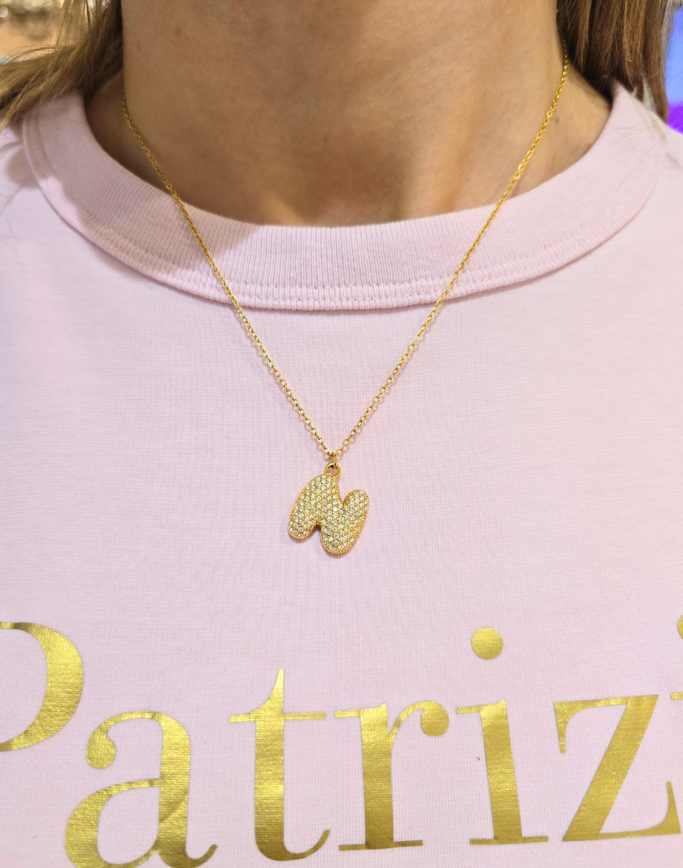 Ogrlica s natpisom PAVÉ BUBBLE