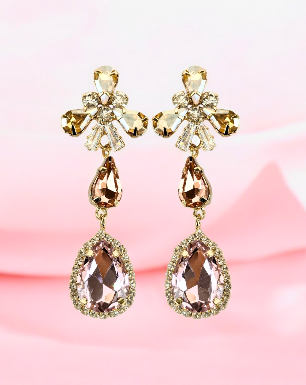 AURALIS dangling earrings with rhinestones | Nude