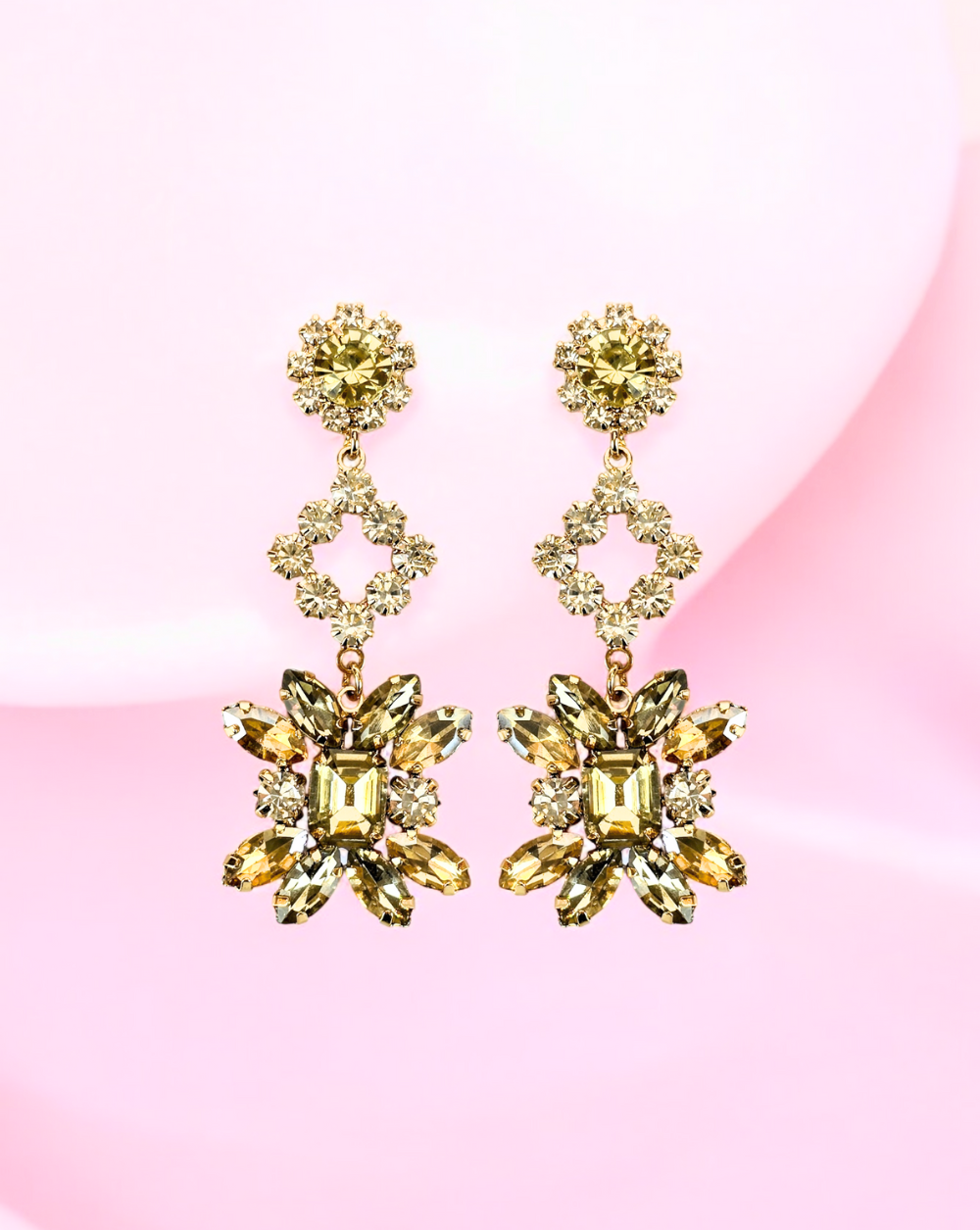 RADIATE dangle earrings with rhinestones | Nude