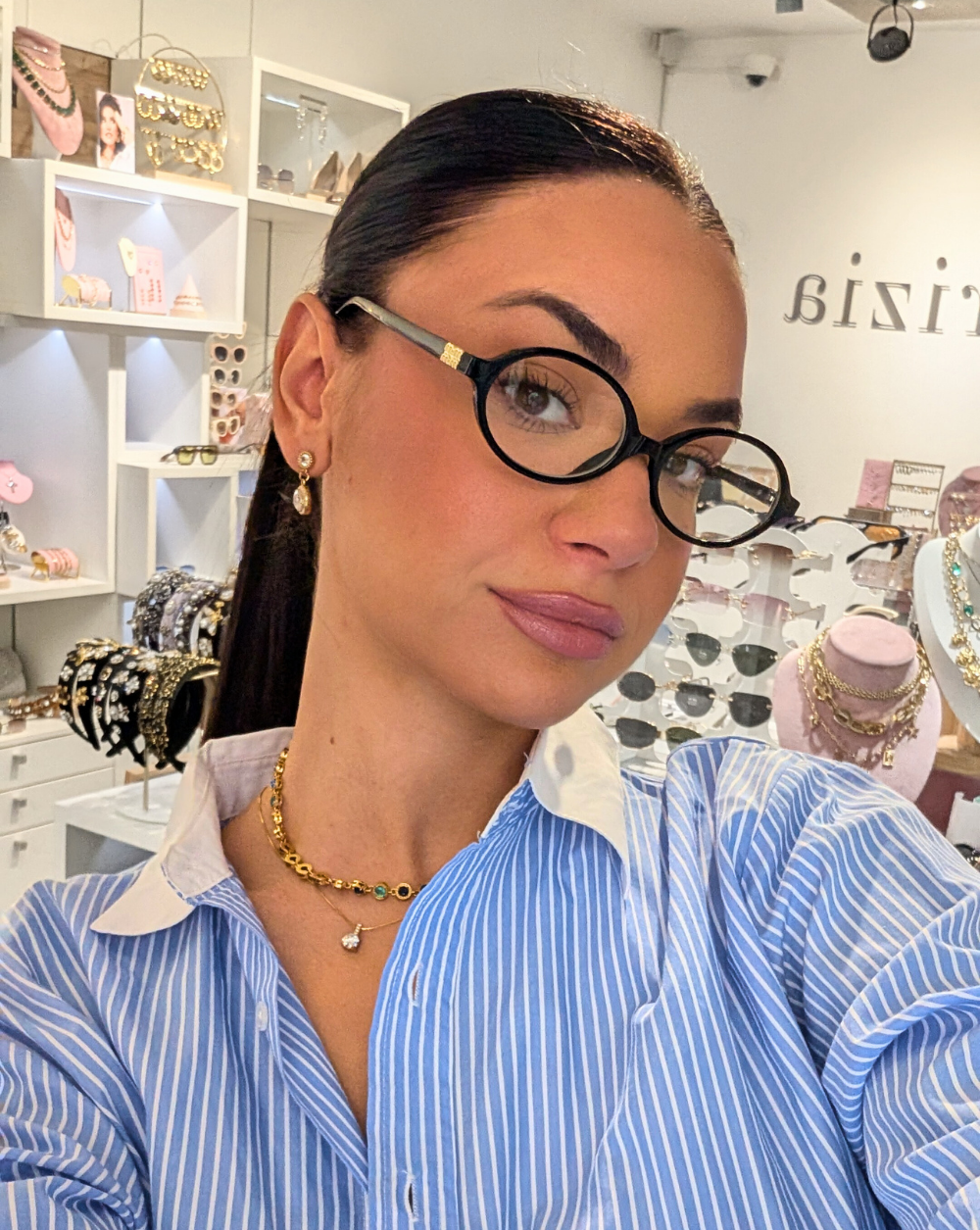 ELENA black oval fashion sunglasses with UV400 protection Patrizia Ljubljana