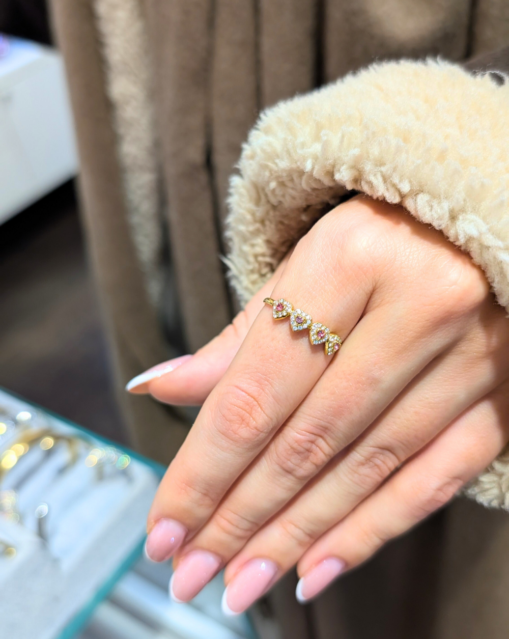 Ring PAVÉ Ring with stainless steel hearts – Trgovina Patrizia