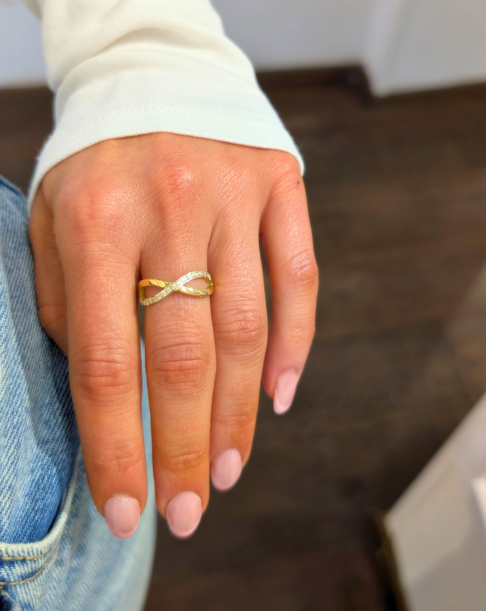 Ring SPARK Ring with infinity symbol and pavé zirconia in stainless steel, Trgovina Patrizia