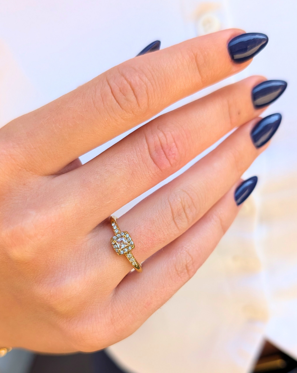 Ring  SQUARE stainless SQUARE Ring  SQUARE square motif and zirconia stones on the band – Trgovina Patrizia