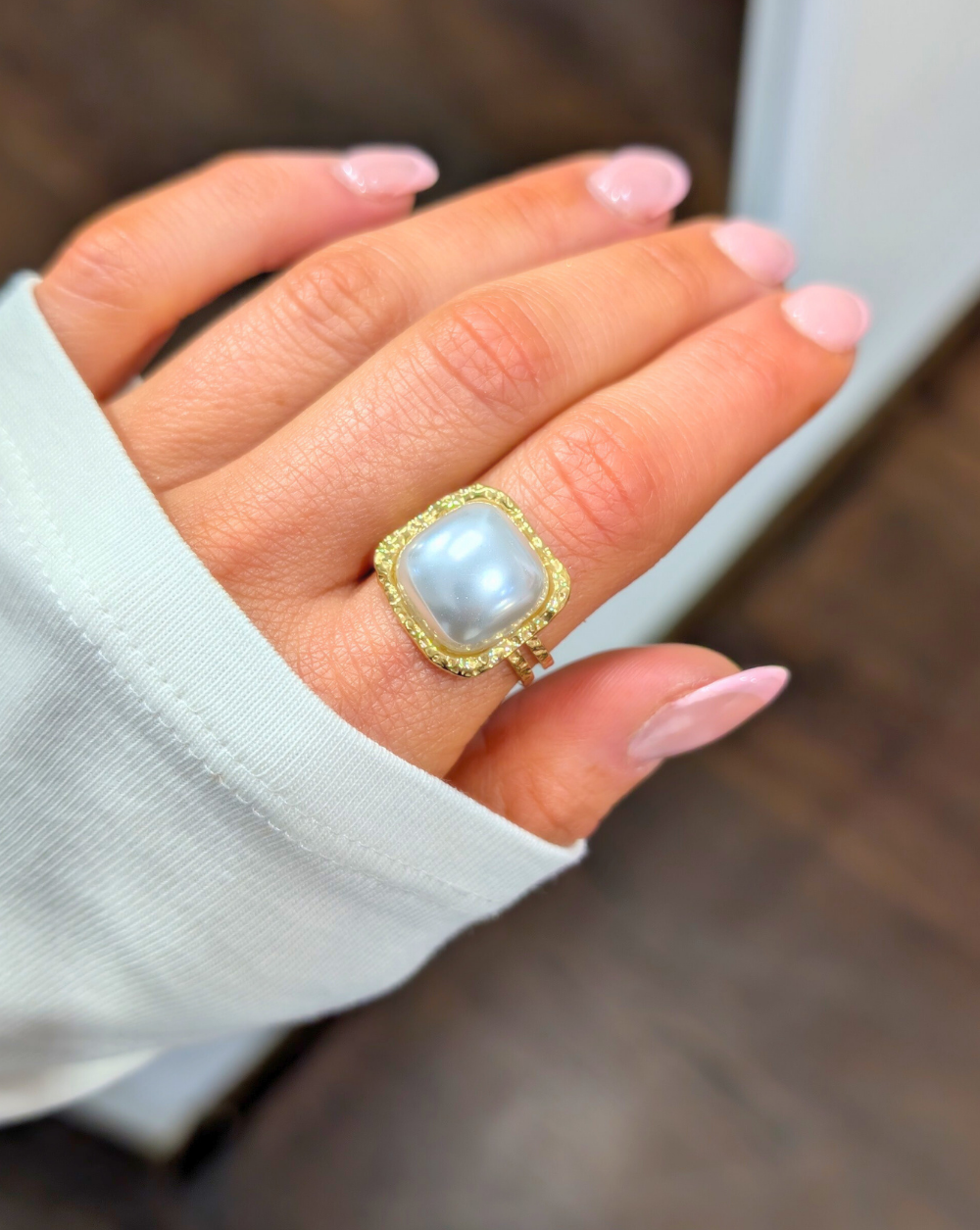 Ring  PEARL Ring  PEARL pearl stone made of stainless steel, Trgovina Patrizia