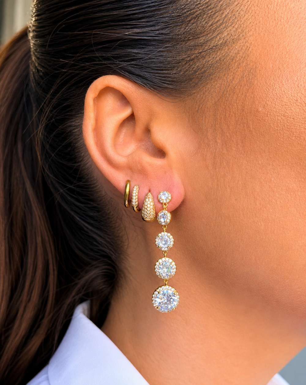 OPHELIA DROPS Dangle Earrings – glamorous dangle earrings with sparkling crystals for an elegant, fashionable, and luxurious look. 