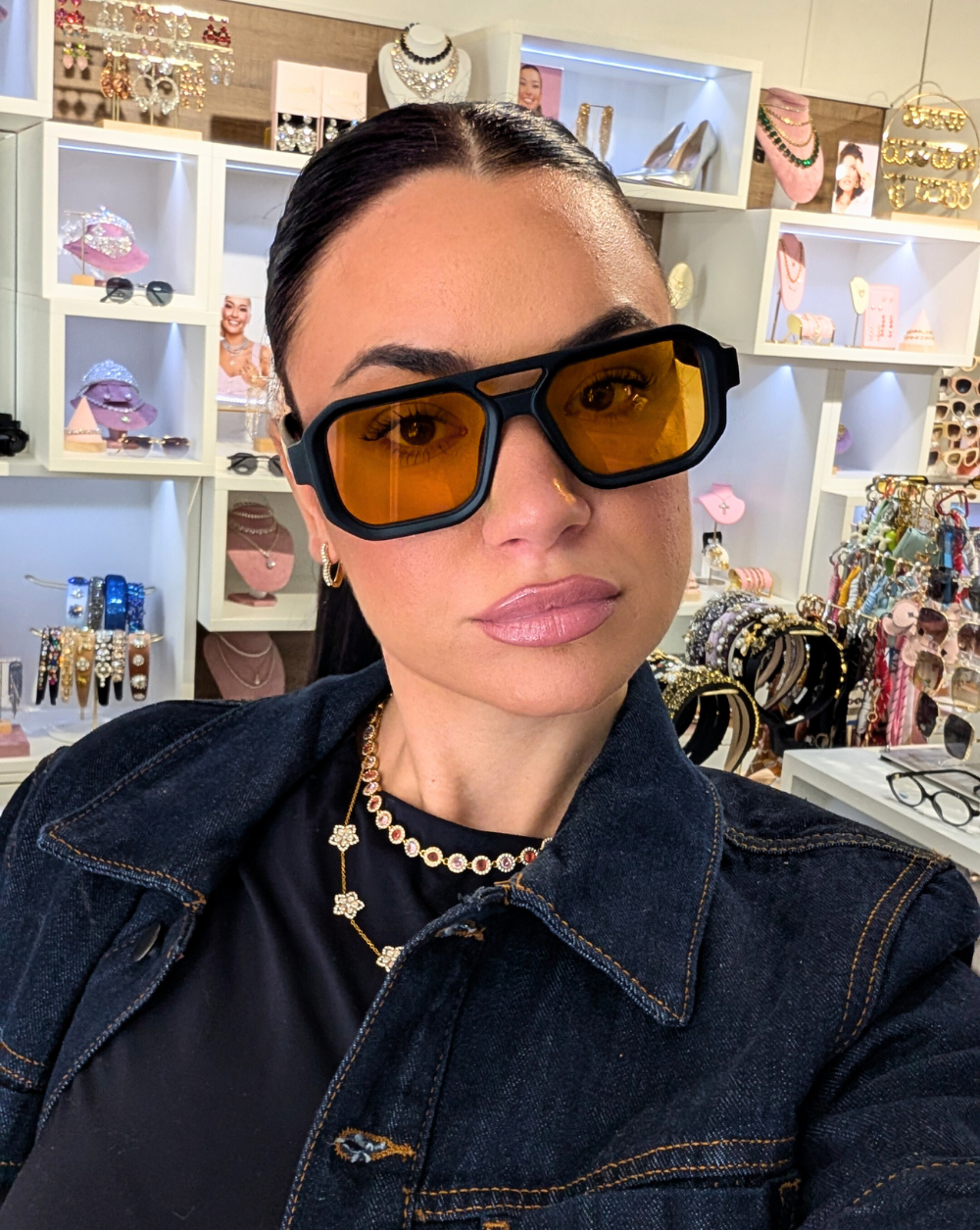 Sončna očala HAVANA, sončna očala, pravokoten okvir, oranžna stekla, UV400 zaščita, Patrizia Ljubljana