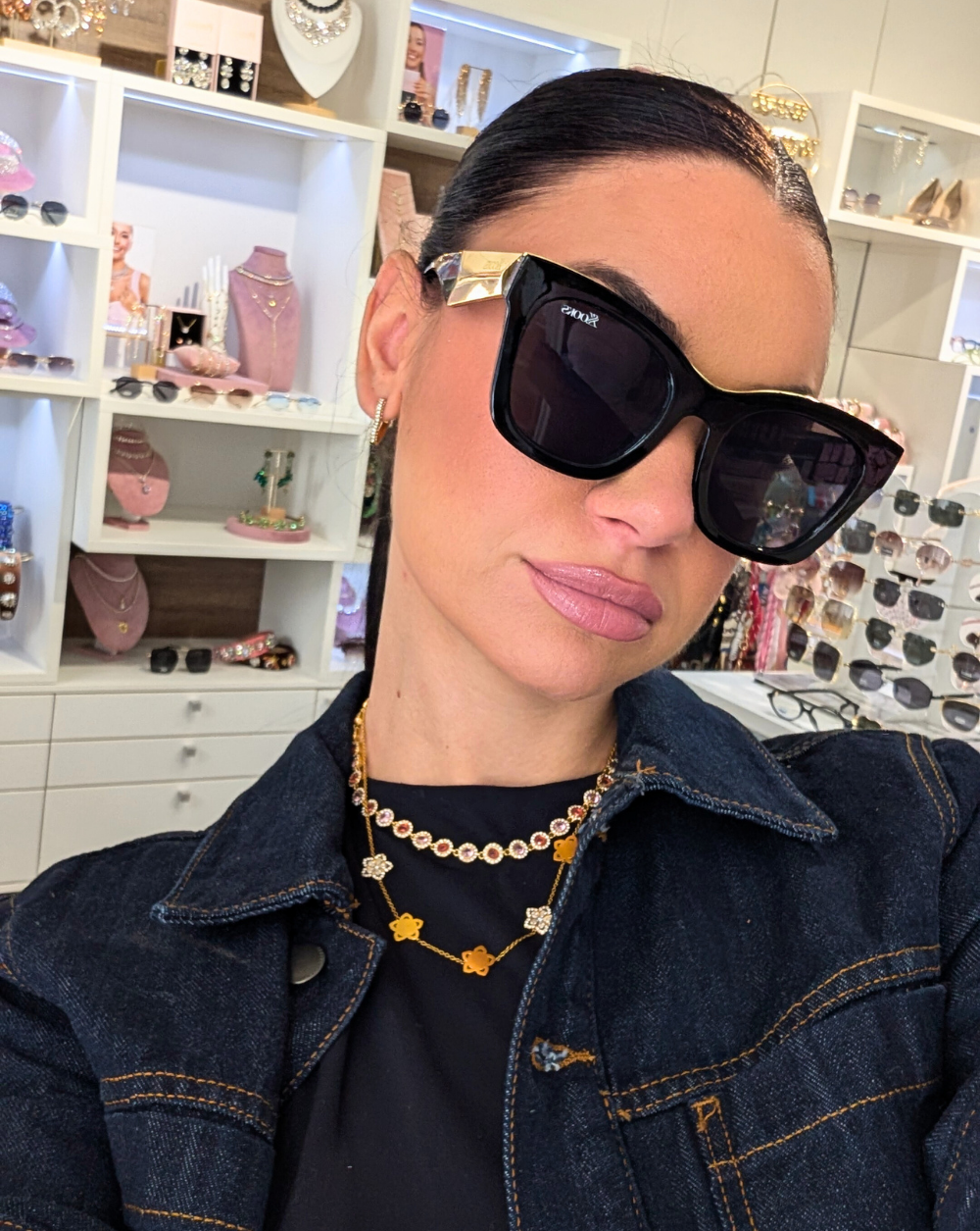 Oversized Sunglasses in Sunglasses ISA with gold details UV400 protection Patrizia Ljubljana