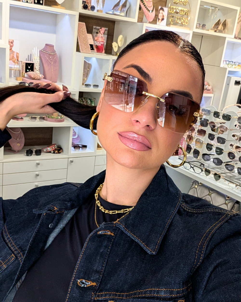 Sončna očala MONACO, brezokvirna zlata sončna očala, rjava stekla, UV400 zaščita, Patrizia Ljubljana