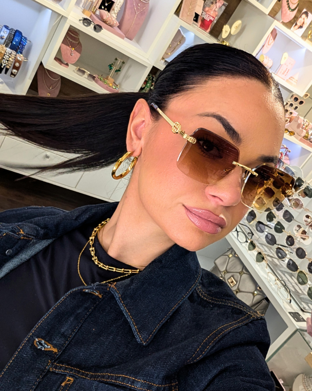 Sončna očala MONACO, brezokvirna zlata sončna očala, rjava stekla, UV400 zaščita, Patrizia Ljubljana