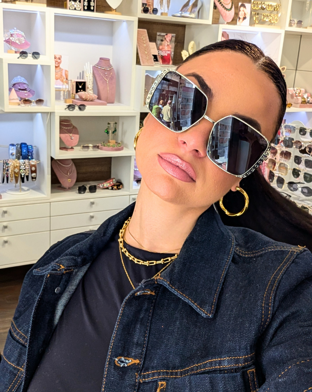 Sončna očala PORTOFINO, oversized srebrna sončna očala, temna stekla, UV400 zaščita, Patrizia Ljubljana