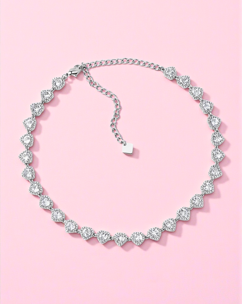 Silver necklace  HEART stainless steel hearts, elegant women's jewelry – Trgovina Patrizia