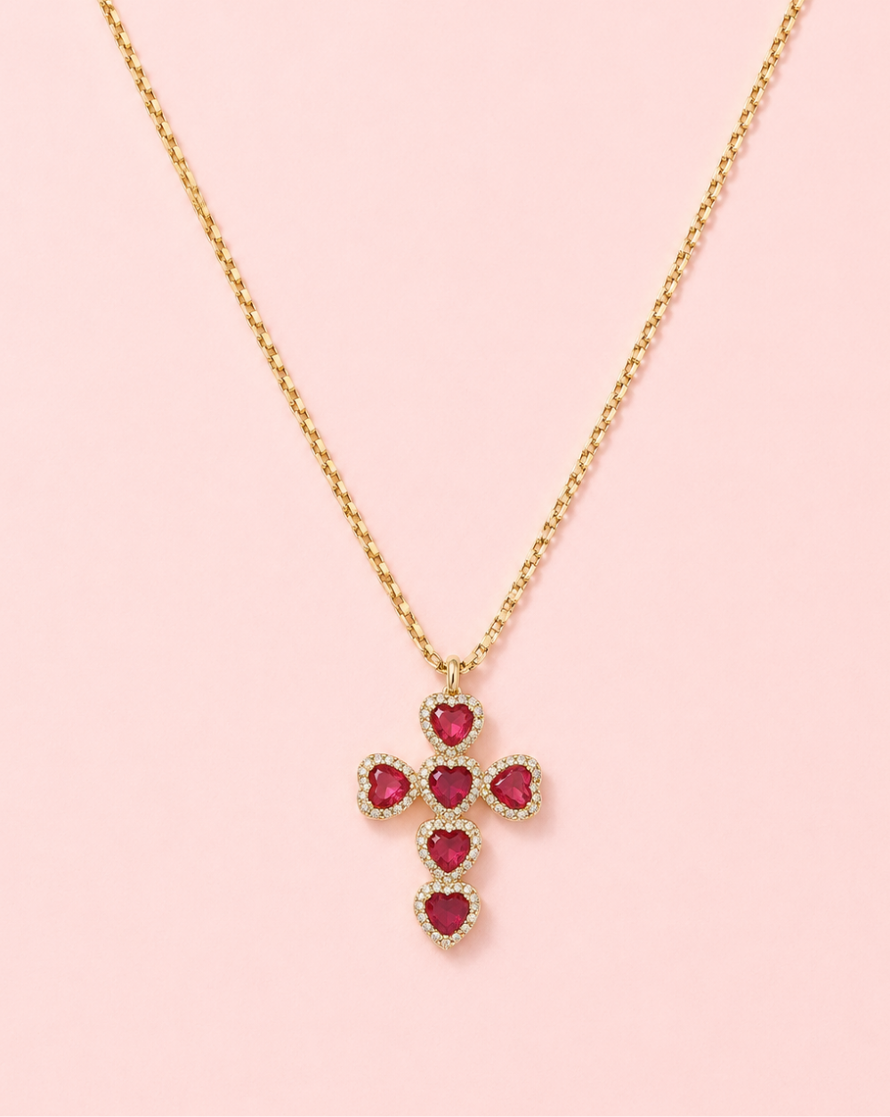 Necklace CROSS Stainless Steel Necklace – necklace a cross made of hearts for an elegant, unique, and striking look. Trgovina Patrizia