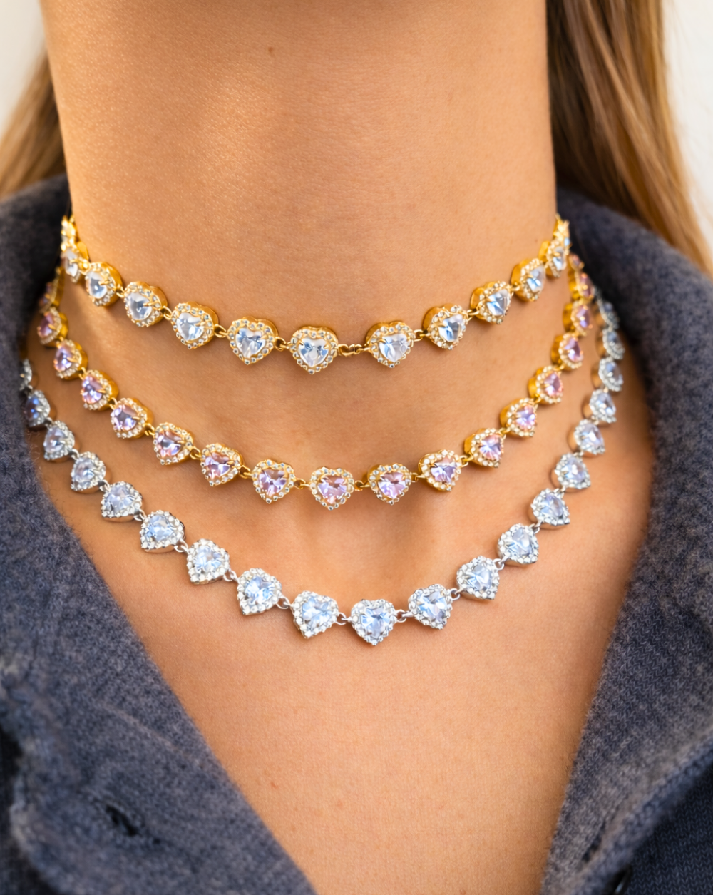 KRISTALNE ogrlice HEART sa srcima od nehrđajućeg čelika, elegantni ženski nakit – Trgovina Patrizia Ljubljana