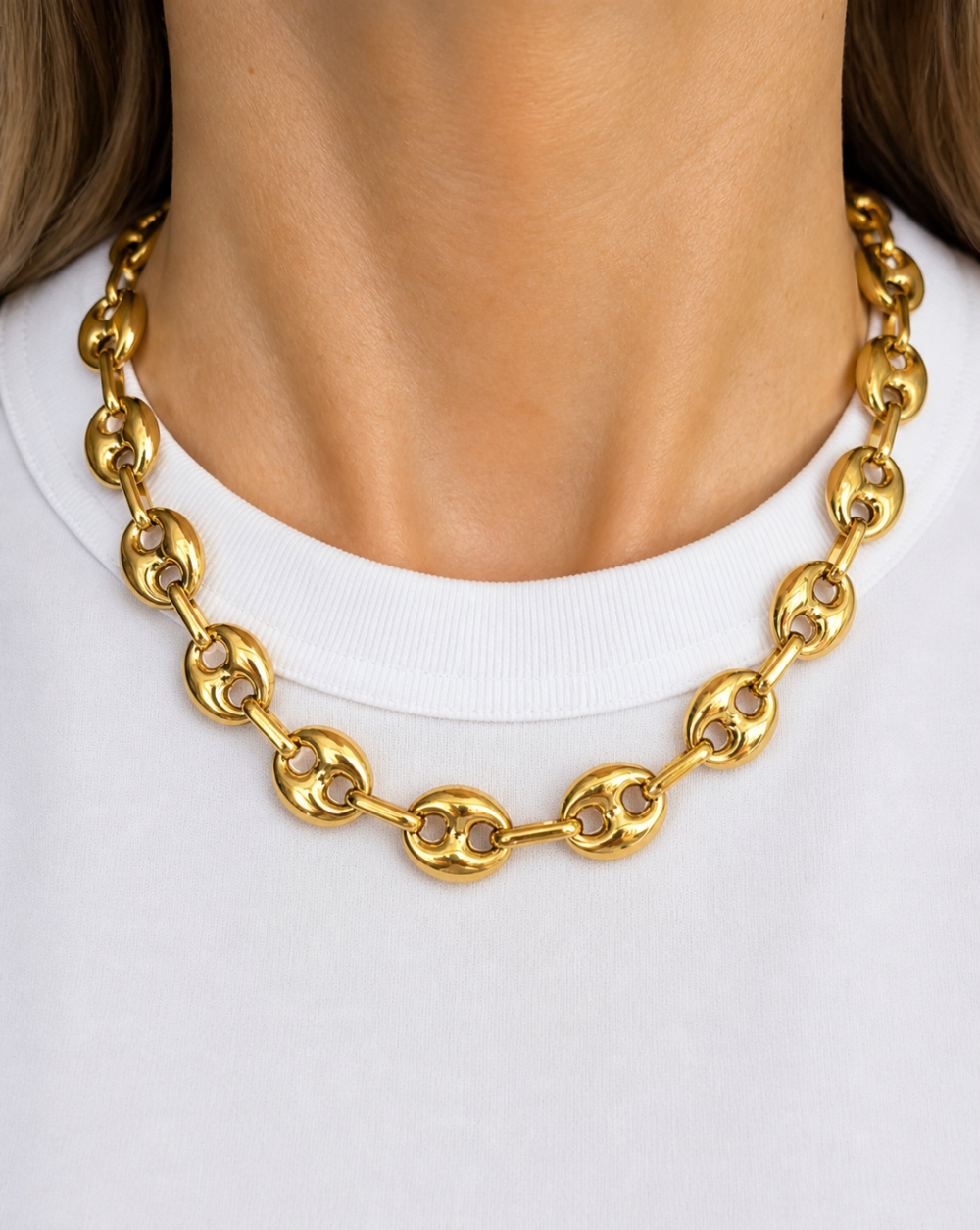Fashion necklace rounded links made of stainless steel or surgical steel – trgovina Patrizia , statement modern jewelry