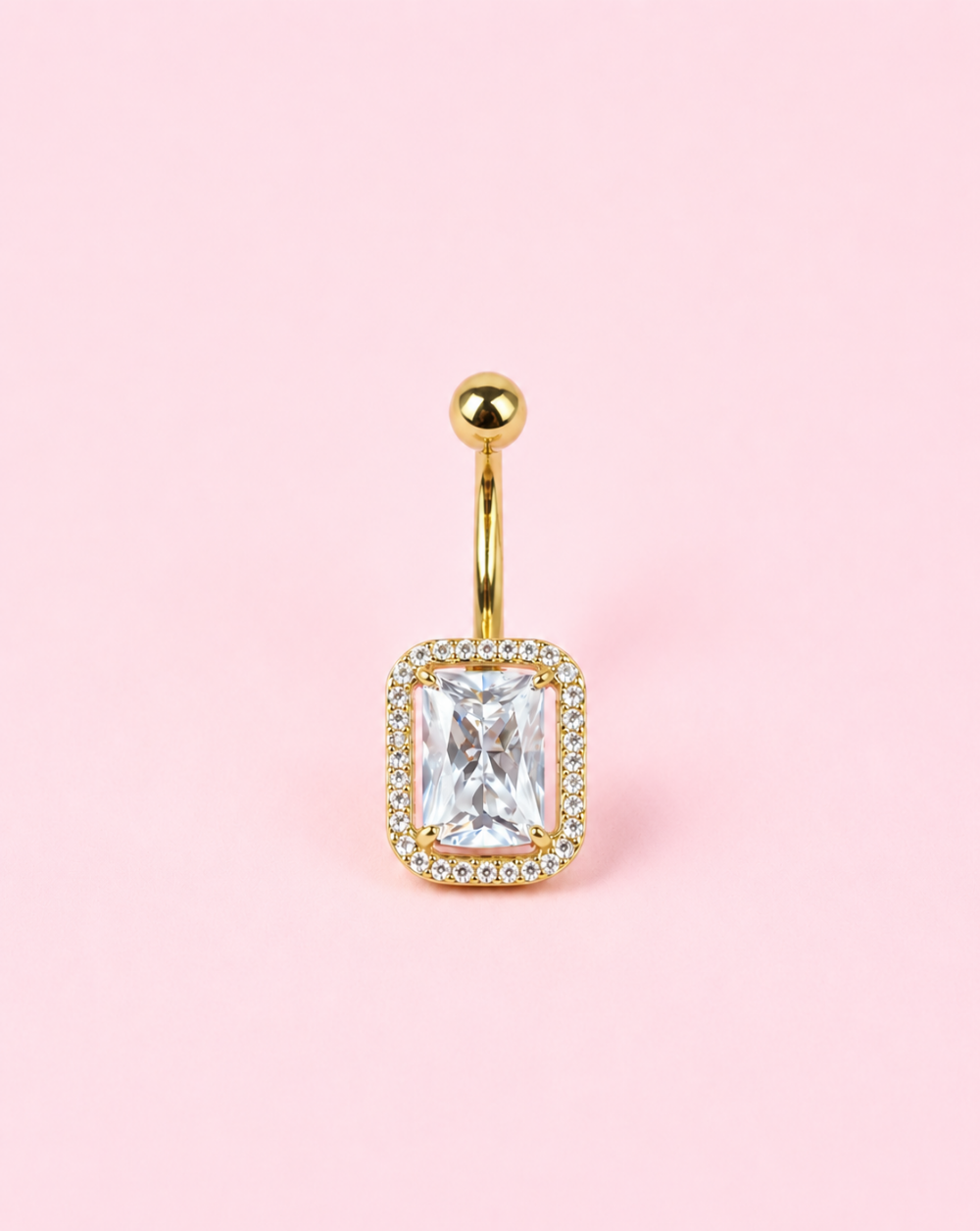 Belly button piercing with a square crystal and crystals, made of stainless steel or surgical steel – trgovina Patrizia , elegant and feminine jewelry
