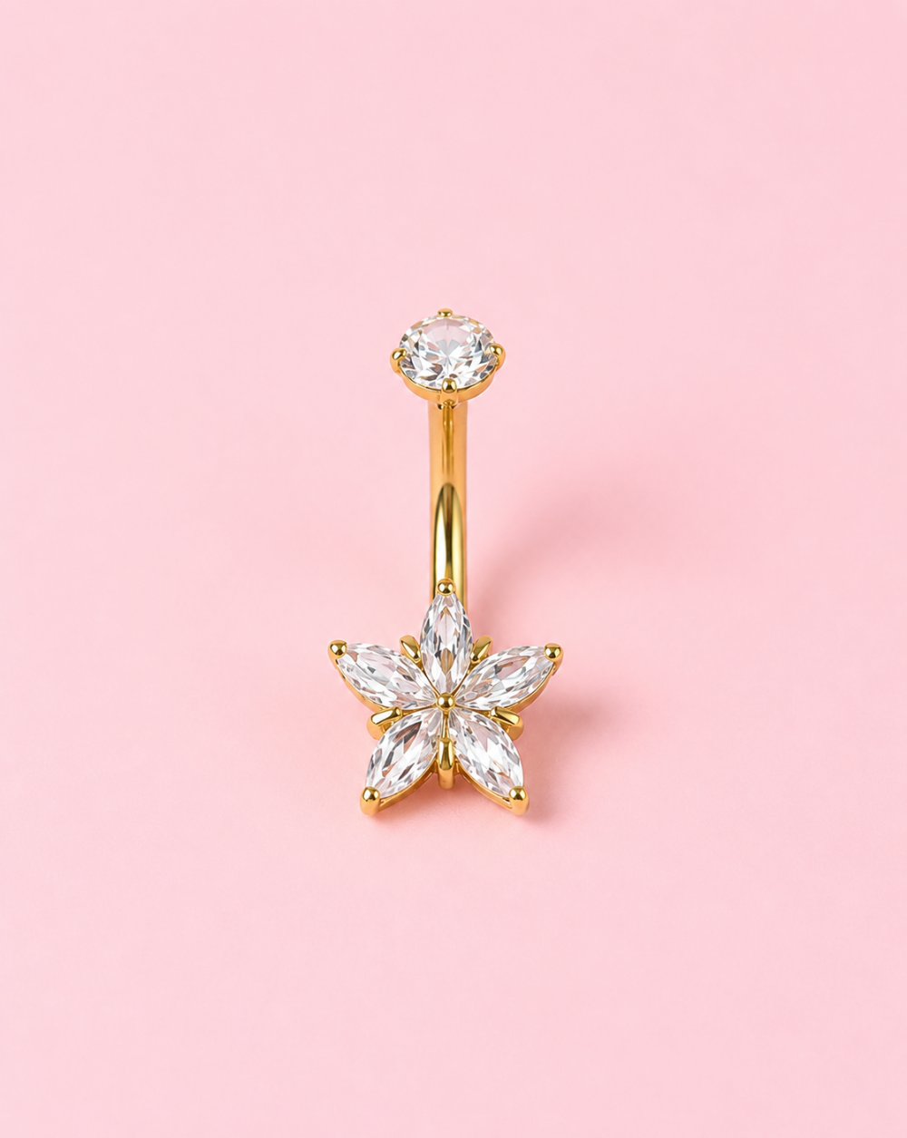 Navel piercing with a star motif and crystals, made of stainless steel or surgical steel – trgovina Patrizia , elegant and feminine jewelry