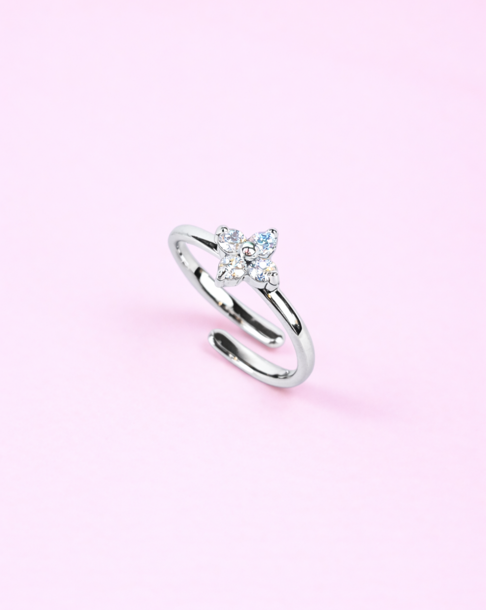 Ring a floral motif and crystals, made of stainless steel or surgical steel – trgovina Patrizia , elegant and feminine jewelry