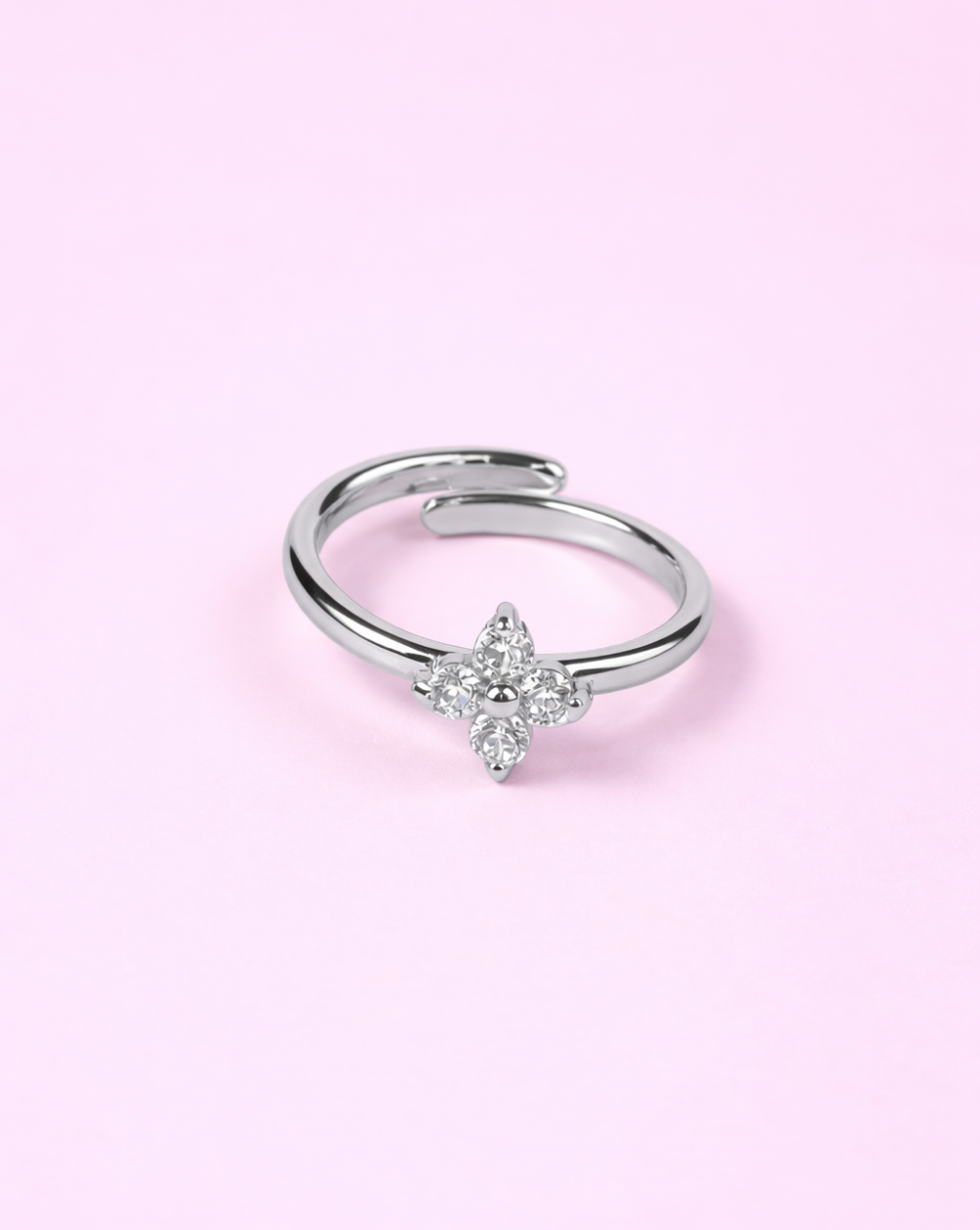 Ring a floral motif and crystals, made of stainless steel or surgical steel – trgovina Patrizia , elegant and feminine jewelry