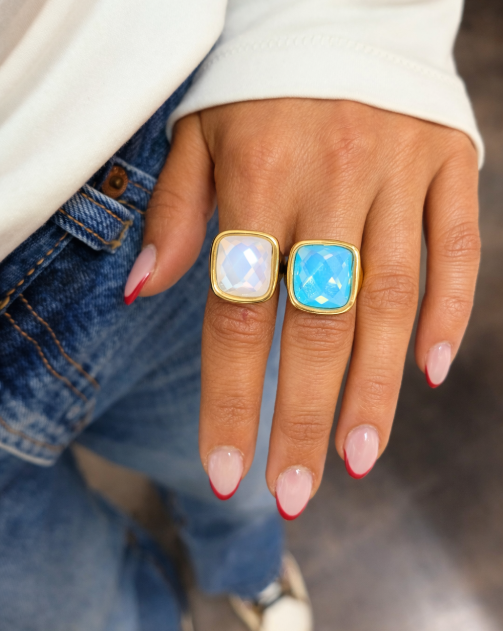 Ring a faceted stone made of stainless steel or surgical steel – trgovina Patrizia , elegant statement jewelry