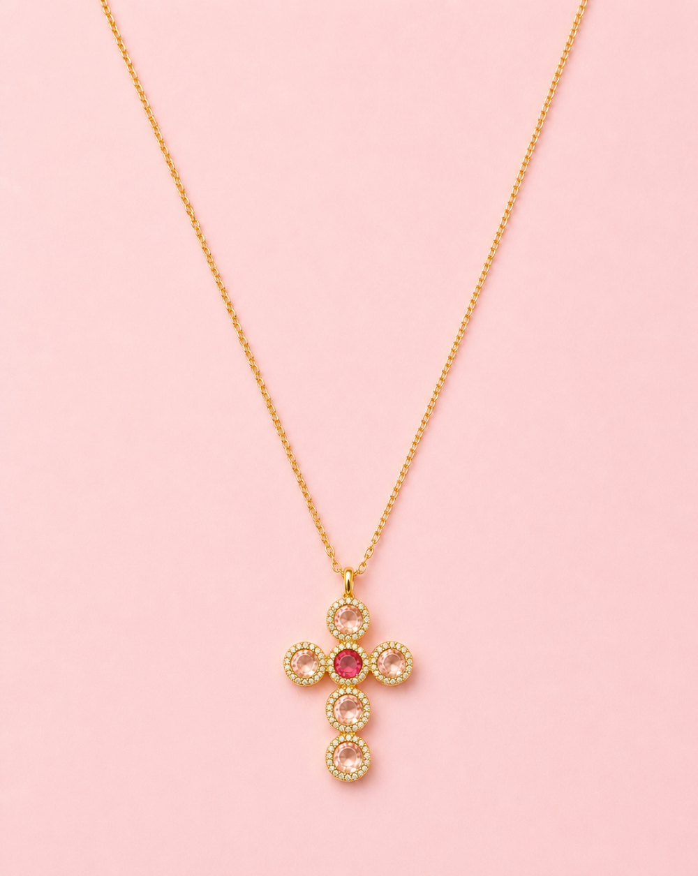 Verižica JEWEL CROSS iz nerjavečega jekla s križem in kristali – Trgovina Patrizia Ljubljana.