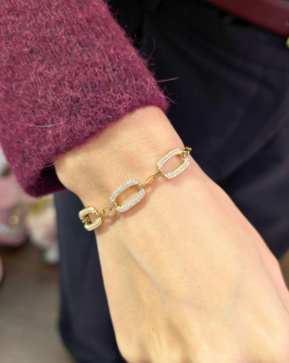 Armband UNITY mit ovalen Pavé-Gliedern aus Edelstahl, Trgovina Patrizia