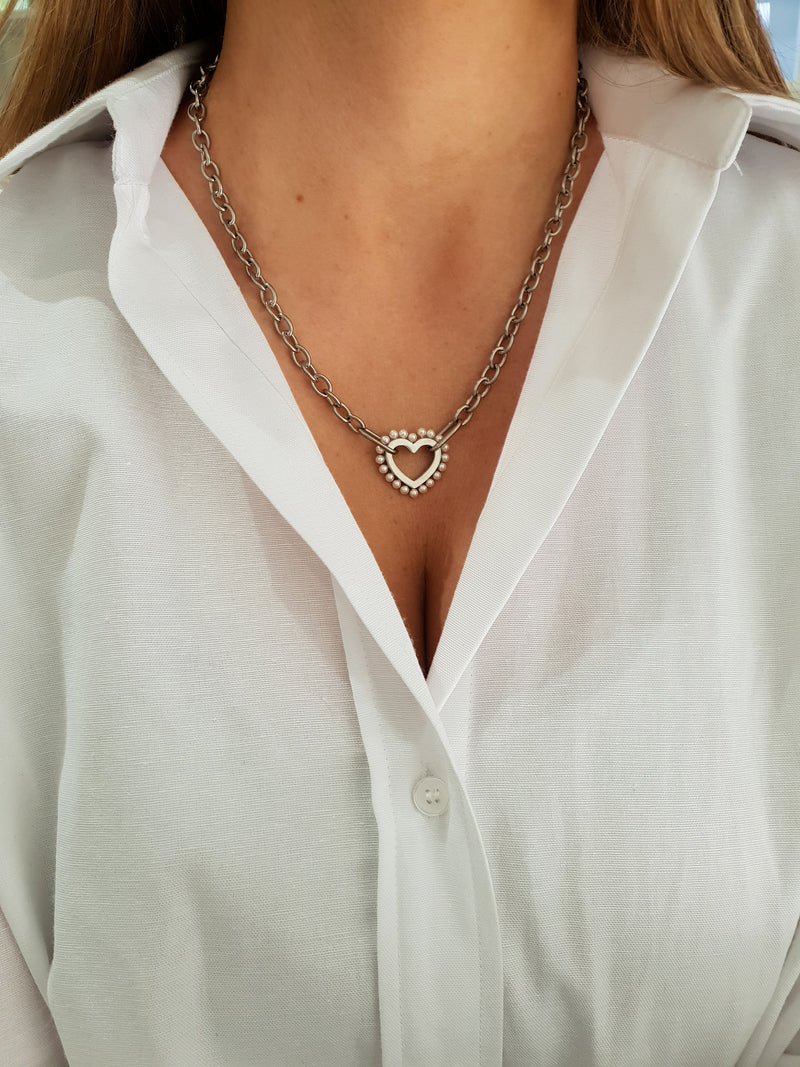 Eleganz Perlen-Herz-Halskette
