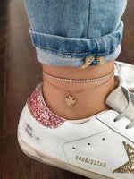 Double leg bracelet with zircons Clover-Rose gold