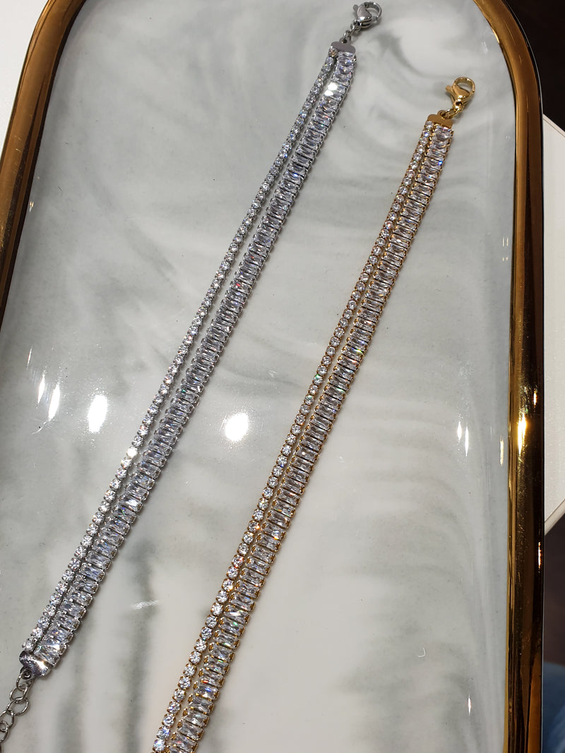 Double bracelet with zircons TENNIS