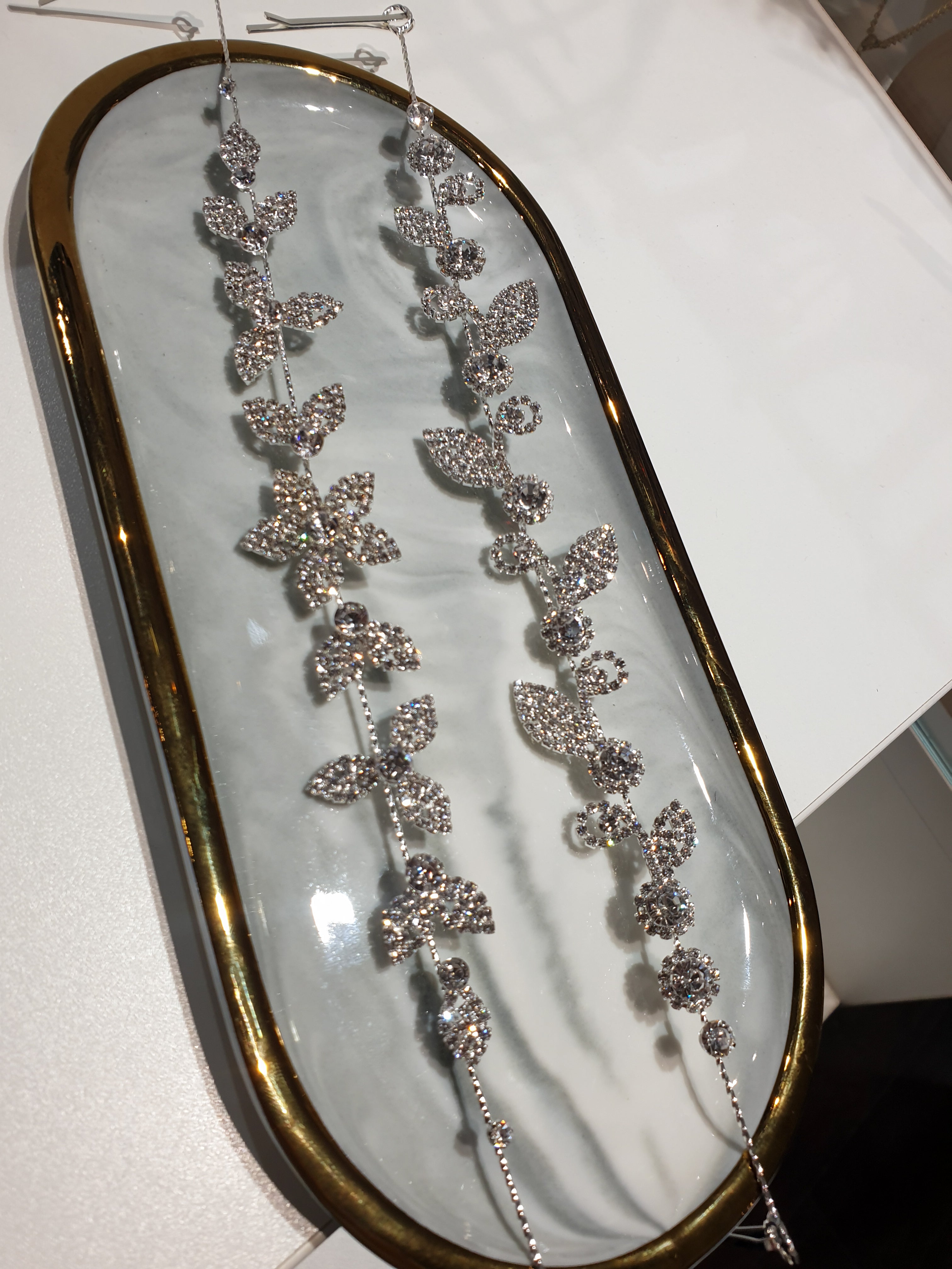 Poročni lasni nakit s cirkoni-Rožice
