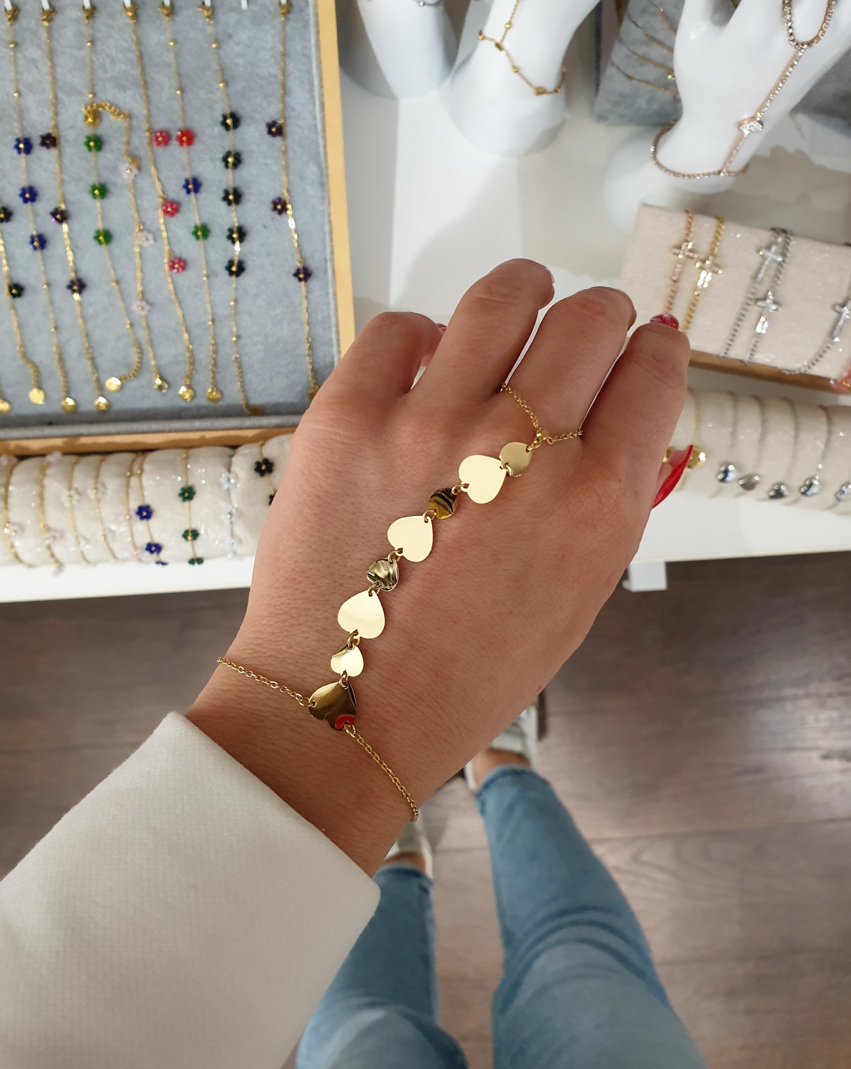 Armband + Ring in einem BOHO-Gold