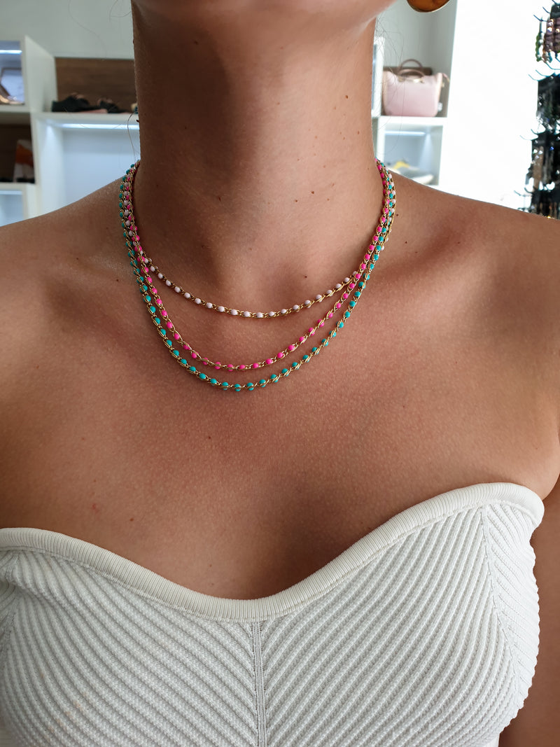 Thin fashion chain with colored beads