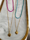 Double chain with beads and a heart